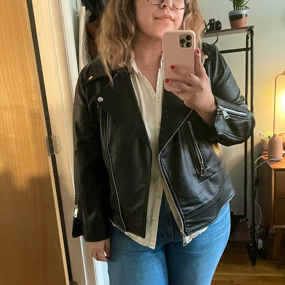 Elizabeth and James Faux-Leather Moto Jacket